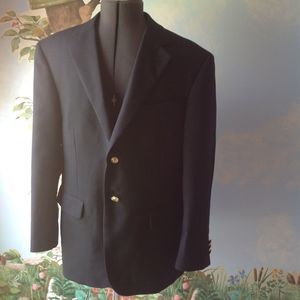 Stafford Men's Blazer Navy Blue Blazer 40S Gold Tone Buttons Sport Coat Jacket